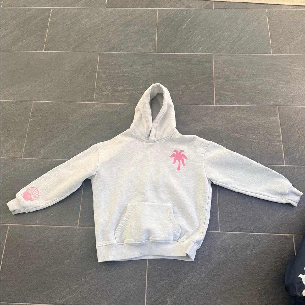 Pink Palm Puff grey sweatshirt XS